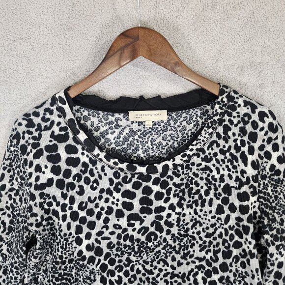 Jones New York Sport Womens Leopard Print Long Sleeve Top Size L - Picture 7 of 8